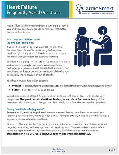 Heart Failure: Frequently Asked Questions – Fact Sheet | CardioSmart ...